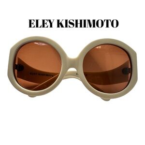 Eley Kishimoto Ladies Sunglasses Oversized Round Cream and Brown EK 8/2 CAT 2